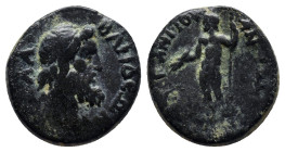 Caria, Alabanda. Pseudo-autonomous issue, time of Antoninus Pius (138-161). Æ (16mm, 3.4 g) ΑΛΑΒΑΝΔƐΩΝ; diademed, bearded and draped (Zeus or Demos), ...