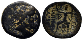 BITHYNIA, Nikomedia. C. Papirius Carbo. Procurator, 62-59 BC. Æ (22mm, 7.9 g). Dated CY 224 (59/8 BC). Laureate head of Zeus right / Roma seated left ...