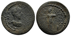 PAMPHYLIA. Side. Ae (20mm, 5.7 g) Laureate, draped, and cuirassed bust right. / Athena standing left, holding spear.