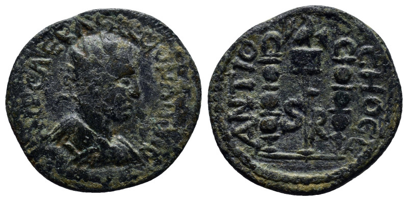 Pisidia, Antiochia. Valerian I. A.D. 253-260. Æ (21mm, 5.9 g). Radiate, draped a...