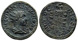 Pisidia. Antioch. Volusian AD 251-253. Bronze Æ (23mm, 8.1 g). IMP C V IMP GALVSSIANO AVG, radiate, draped and cuirassed bust right / ANTIO-C-HIO CLA,...