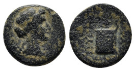 PHRYGIA. Laodicea ad Lycum. Pseudo-autonomous. Time of Tiberius (14-37). Ae. (14mm, 2.9 g) Pythes, son of Pythes, magistrate. Obv: ΛAOΔIKEΩN. Laureate...