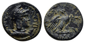 PHRYGIA, Laodicea ad Lycum. Pseudo-autonomous issue. 1st century AD. Æ (15mm, 3.8 g). Laureate and draped bust of Mên right, wearing Phrygian cap and ...