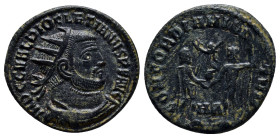 Diocletian, 284-305. Antoninianus (19mm, 3.4 g), Heraclea, 295-296. IMP C C VAL DIOCLETIANVS P F AVG Radiate, draped and cuirassed bust of Diocletian ...