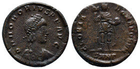 Honorius. A.D. 393-423. AE (22mm, 5.5 g). Nicomedia mint, struck A.D. 393-395. D N HONORIVS P F AVG, pearl-diademed, draped, and cuirassed bust right ...