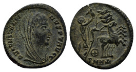 Divus Constantine I Æ Nummus. (15mm, 1.6 g) Nicomedia, AD 337-340. DV CONSTANTINVS PT AVGG, veiled and draped bust right / Emperor, veiled, in quadrig...