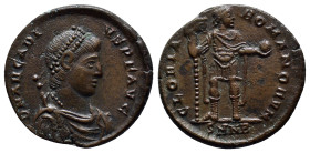 Arcadius. A.D. 383-408. Æ (21mm, 4.7 g). Nicomedia mint, Struck A.D. 392-395. D N ARCADI-VS P F AVG, diademed, draped and cuirassed bust right / GLORI...