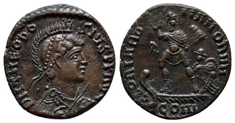 Theodosius I. AD 379-395. Æ (22mm, 4.5 g). Constantinople mint, 1st officina. St...