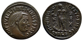 Licinius I Æ Follis. (19mm, 4.1 g) Alexandria, AD 315-6. IMP C VAL LICIN LICINIVS PF AVG, laureate head right / IOVI CONSERVATORI AVGG, Jupiter standi...