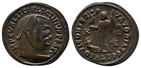 Licinius I Æ Follis. (21mm, 3.2 g) Alexandria, AD 315-6. IMP C VAL LICIN LICINIVS PF AVG, laureate head right / IOVI CONSERVATORI AVGG, Jupiter standi...