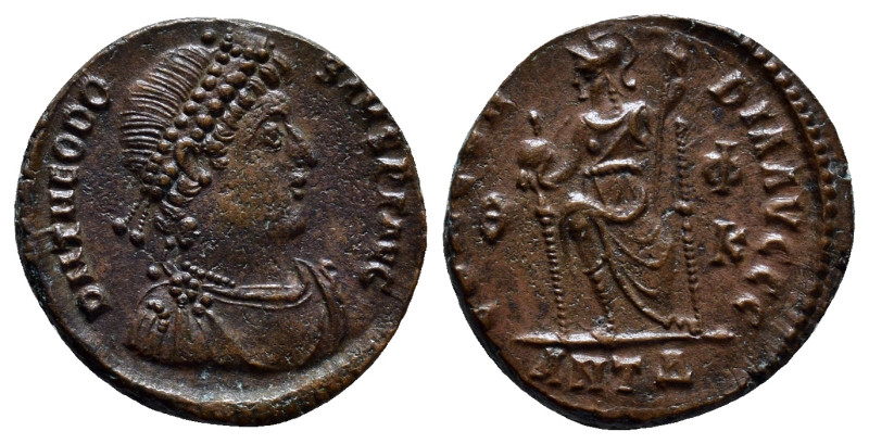 Theodosius II Antioch, 379-383 AD. Æ follis, (17mm, 3.2 g). DN THEODOSIUS PF AUG...