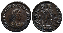 Arcadius. A.D. 383-408. AE (22mm, 5.9 g). Constantinople mint. D N ARCADIVS P F AVGVSTVS, diademed, draped and cuirassed bust of Arcadius right / VIRT...