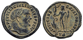 Licinius Æ Follis. (22mm, 3.7 g) Heraclea, AD 312. IMP C VAL LIC LICINIVS P F AVG, laureate head right / IOVI CONS - ERVATORI, Jupiter standing left, ...