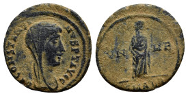 Constantine I (the Great). Died A.D. 337. Æ. (16mm, 1.5 g) Alexandria mint, 1st officina. Struck A.D. 347-348. His veiled head right; DV CONSTANTINVS ...