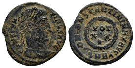 Constantinus I the Great AD 306-337. Heraclea Follis Æ (18mm, 2.9 g). D N CONSTANTINVS AVG, laureate head right / D N CONSTANTINI MAX AVG around, VOT/...