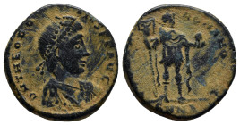 Theodosius I Æ Nummus. (20mm, 5.6 g) Nicomedia, AD 392-394. D N THEODOSIVS P F AVG, diademed, draped and cuirassed bust right / GLORIA ROMANORVM, Empe...