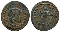 Constantine I ‘The Great’ (307-337), AE follis, issued 314. Rome, (21mm, 2.9 g). Obv: IMP CONSTANTINVS P F AVG; laureate & cuirassed bust right Rev: S...