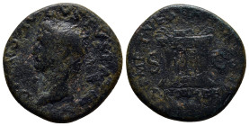 Divus Augustus Æ As. (27mm, 10.3 g) Restitution issue, struck under Titus. Rome, AD 80-81. DIVVS AVGVSTVS PATER, radiate head left / IMP T VESP AVG RE...