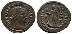 Licinius I Æ Follis. (20mm, 2.8 g) Alexandria, AD 315-6. IMP C VAL LICIN LICINIVS PF AVG, laureate head right / IOVI CONSERVATORI AVGG, Jupiter standi...