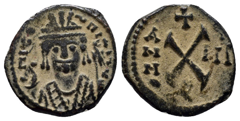 Tiberius II Constantine. 578-582. Æ Decanummium (18mm, 2.9 g). Theoupolis (Antio...