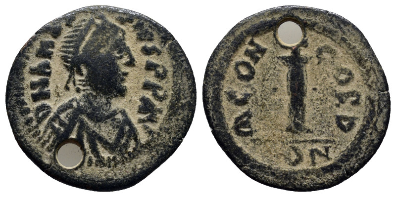 Anastasius I Æ Decanummium. (22mm, 3.7 g) Constantinople, AD 512-518. D N ANASTA...