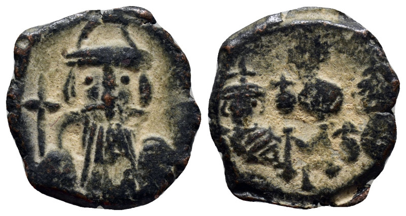 Constans II, with Constantine IV, Heraclius, and Tiberius. 641-668. Æ Follis (20...