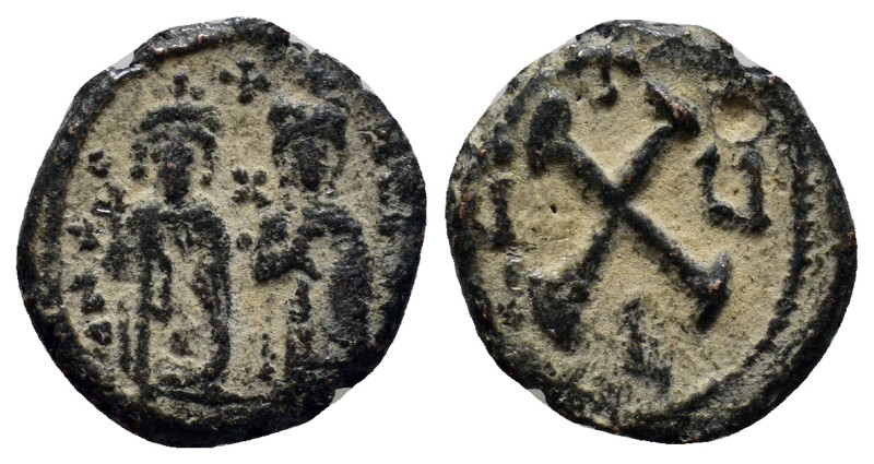 Phocas, with Leontia AD 602-610. Dated RY 5 (AD 606/7). Theoupolis (Antioch) Dec...