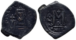 Heraclius (610-641). Æ 40 Nummi (29mm, 13.0 g). Nicomedia, year 2 (611/2). Helmeted and cuirassed facing bust, holding cross. R/ Large M; cross above,...