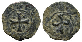CRUSADERS. Antioch. Bohémund IV (First reign, 1201-1216). Ae Pougeoise. (17mm, 1.2 g) Obv: Cross pattée, with star in each angle. Rev: Lis.