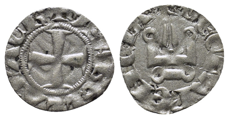 Philippe de Savoy AD 1301-1307. Corinth Denar AR (16mm, 0.6 g). +. PHS DE SAB P ...