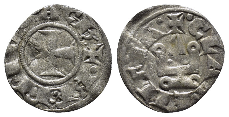 Philippe de Savoy AD 1301-1307. Corinth Denar AR (17mm, 0.7 g). +. PHS DE SAB P ...