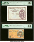 Algeria Banque de l'Algerie 20; 5 Francs 1944-45 Pick 92b; 94b Two Examples PMG Gem Uncirculated 66 EPQ; Choice Uncirculated 64. HID09801242017 © 2022...