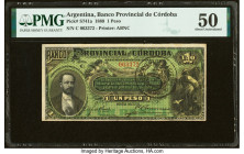 Argentina Banco Provincial de Cordoba 1 Peso 1889 Pick S741a PMG About Uncirculated 50. HID09801242017 © 2022 Heritage Auctions | All Rights Reserved