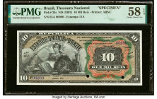 Brazil Thesouro Nacional 10 Mil Reis ND (1907) Pick 33s Specimen PMG Choice About Unc 58 EPQ. Two POCs are present on this example. HID09801242017 © 2...