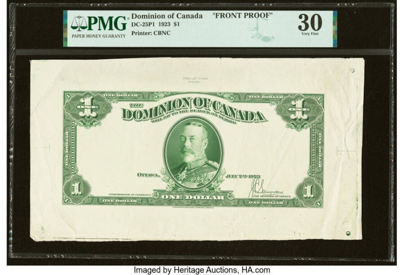 Canada Dominion of Canada $1 2.7.1923 DC-25P1 Front Proof PMG Very Fine 30. Selv...