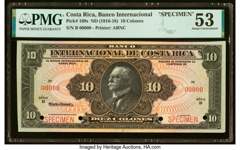 Costa Rica Banco Internacional de Costa Rica 10 Colones ND (1916-18) Pick 169s S...