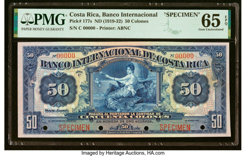 Costa Rica Banco Internacional de Costa Rica 50 Colones ND (1919-32) Pick 177s S...