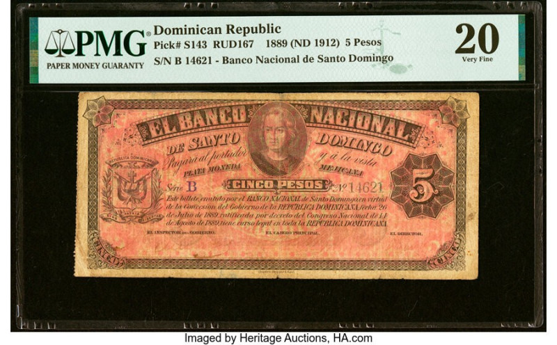 Dominican Republic Banco Nacional de Santo Domingo 5 Pesos 1889 (ND 1912) Pick S...