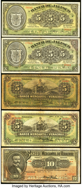 Mexico Group Lot of 5 Examples Very Good-Fine. Stains, small tears and small hol...