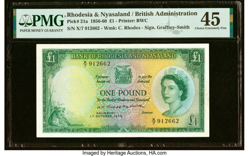 Rhodesia and Nyasaland Bank of Rhodesia and Nyasaland 1 Pound 1.10.1956 Pick 21a...