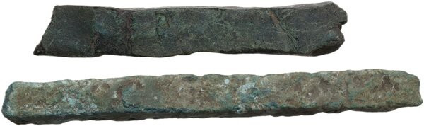 Celtic World. Lot of two (2) AE proto-money in the shape of bars. AE.