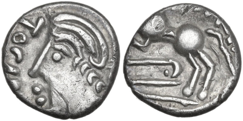 Celtic World. Central Gaul, Sequani. AR Quinar, Gallic War issue, 100-50 BC. Obv...