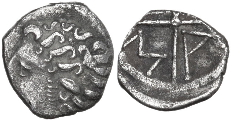 Celtic World. Gaul, Massalia. AR Obol, 300-250 BC. Obv. Head of Apollo left. Rev...
