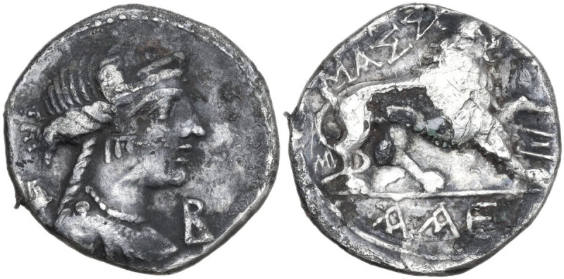 Celtic World. Gaul, Massalia. AR Fourreè (?) Tetrobol, 121-82 BC. Obv. Bust of A...