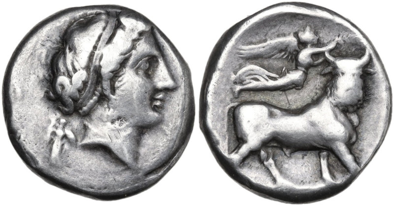 Greek Italy. Central and Southern Campania, Neapolis. AR Nomos, c. 350-325 BC. O...
