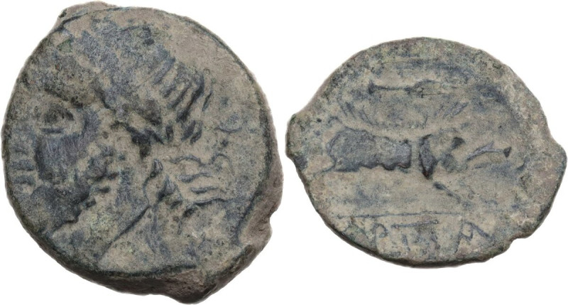 Greek Italy. Northern Apulia, Arpi. AE 21 mm c. 325-275 BC. Obv. Laureate head o...