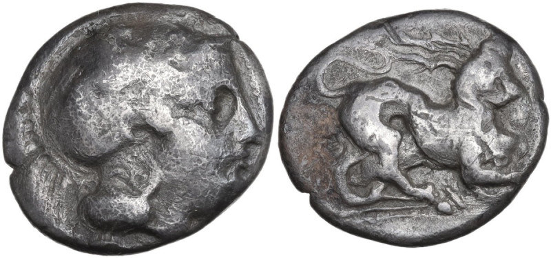 Greek Italy. Northern Lucania, Velia. AR Nomos, c. 440-400 BC. Obv. Head of Athe...