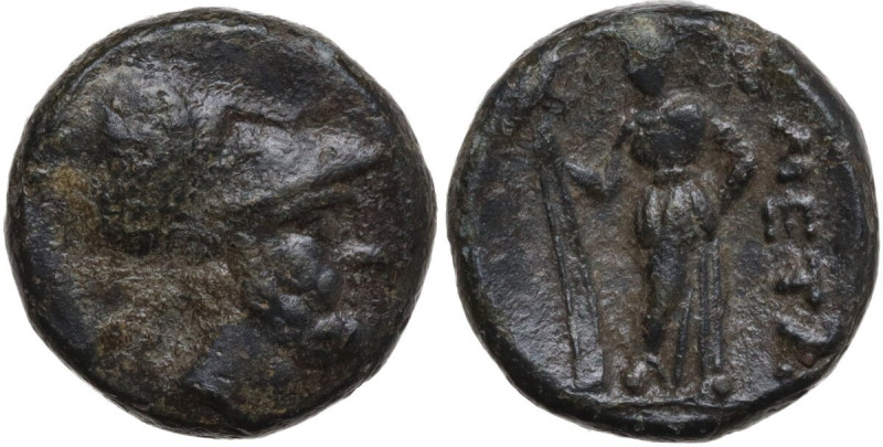 Greek Italy. Southern Lucania, Metapontum. AE 15 mm. c. 225-200 BC. Obv. Head of...