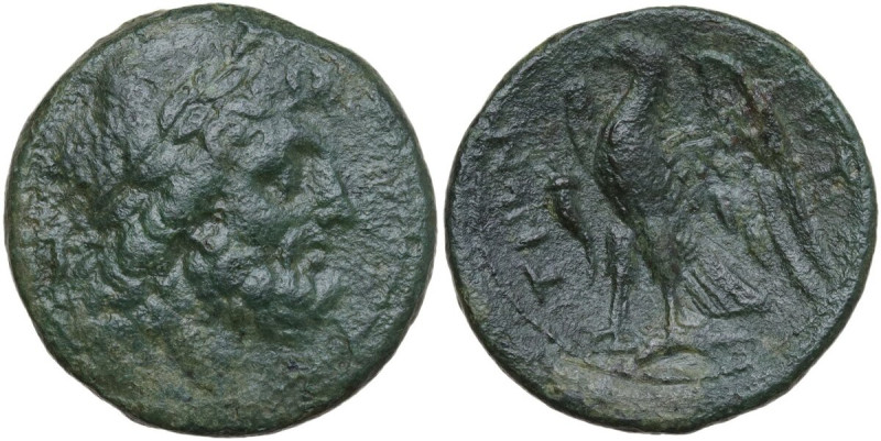 Greek Italy. Bruttium, The Brettii. AE 21.50 mm, 214-211 BC. Obv. Laureate head ...