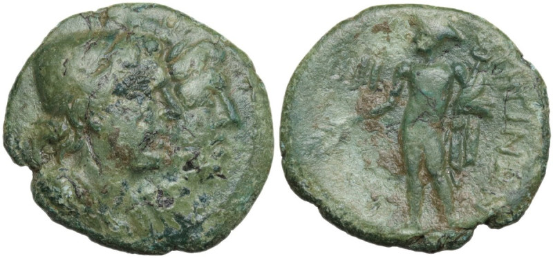 Greek Italy. Bruttium, Rhegion. AE Triens, c. 215-150 BC. Obv. Jugate busts of t...